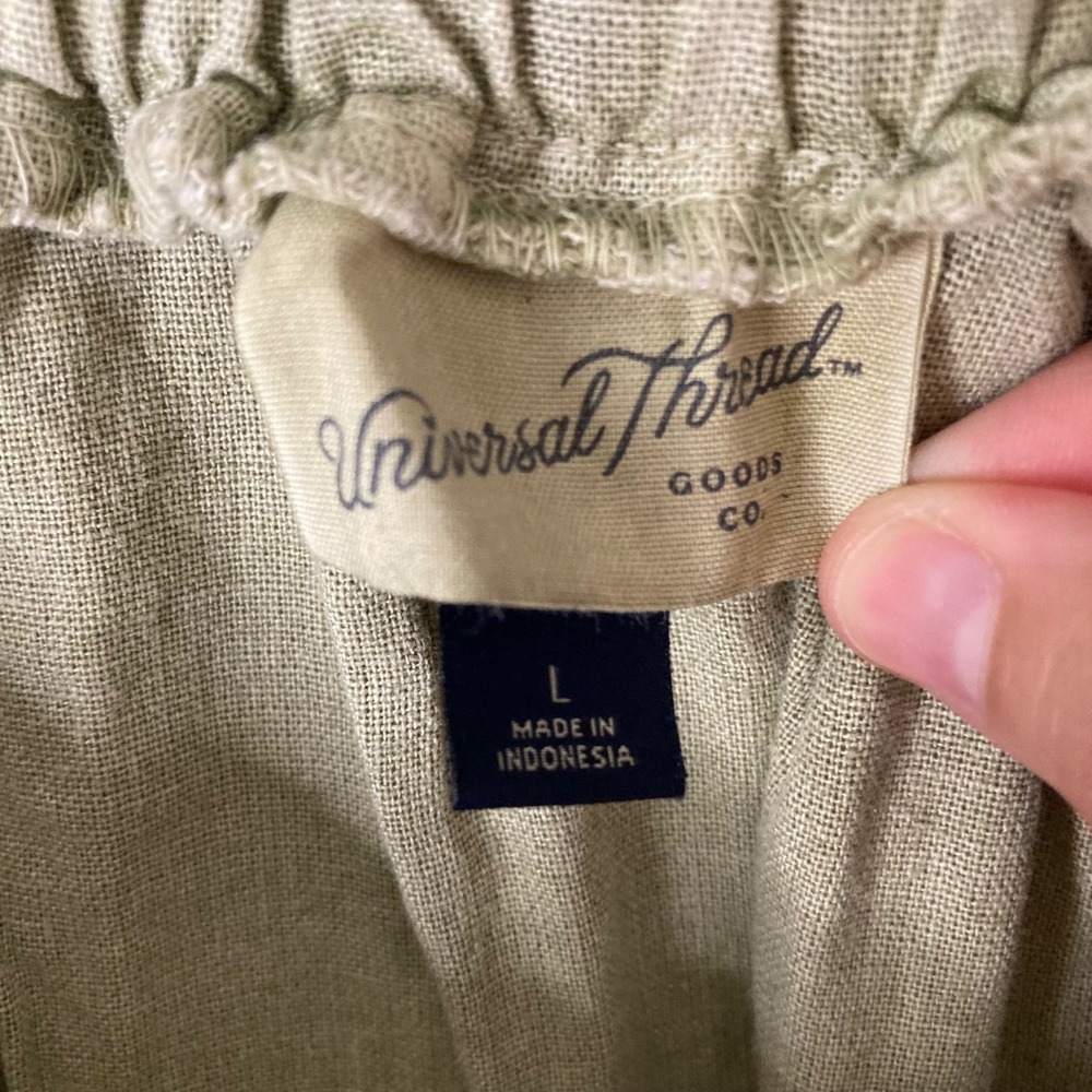 Sage Green Linen Blend Button Front Midi Skirt L Universal Thread Boho Coastal - Picture 7 of 12